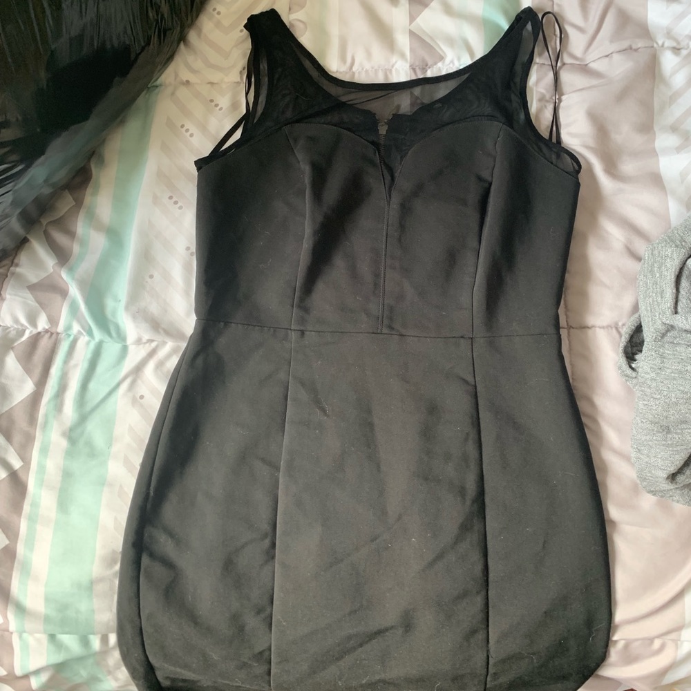 Black Express Bodycon Dress with Mesh